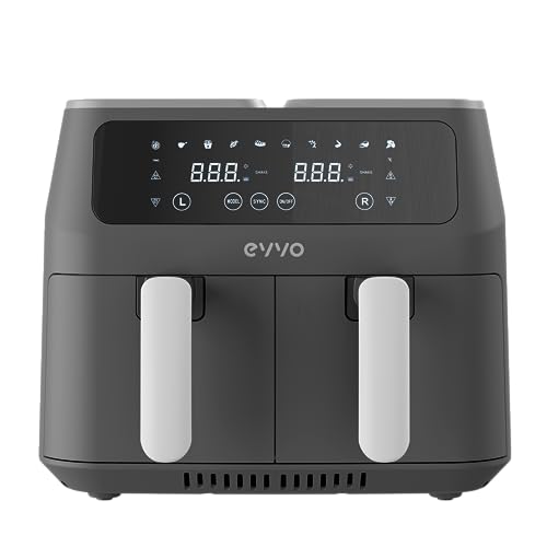 EVVO Freidora sin aceite Tasty Fryer 8L - 2800 Watios, Tecnología Dual Cyclone, Doble compartimento, Multifunción, hasta 200º (Capacidad 8 litros)
