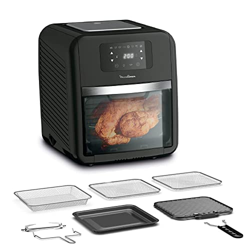 Moulinex Easy Fry Oven & Grill 11 L - Freidora aire, grill y horno, 9 funciones en 1, 8 programas, hasta 3 comidas a la vez, temperatura regulable, grill antiadherente, recetario digital, AL5018